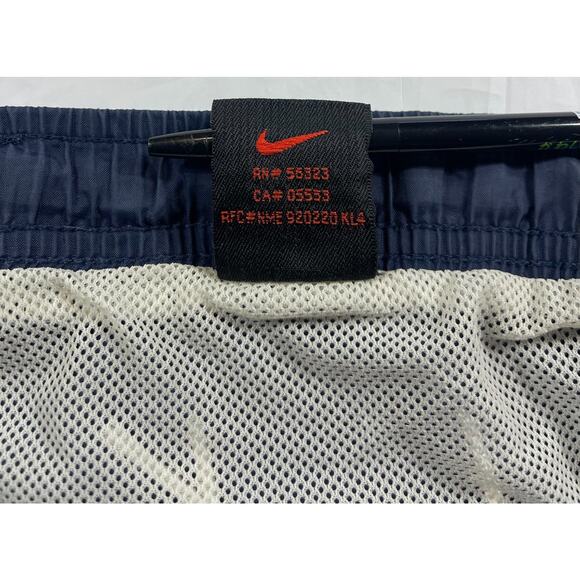 Vintage 90's Nike Stitched Logo Lined Swim Trunks Shorts Men's Large Blue Mesh - Picture 5 of 10
